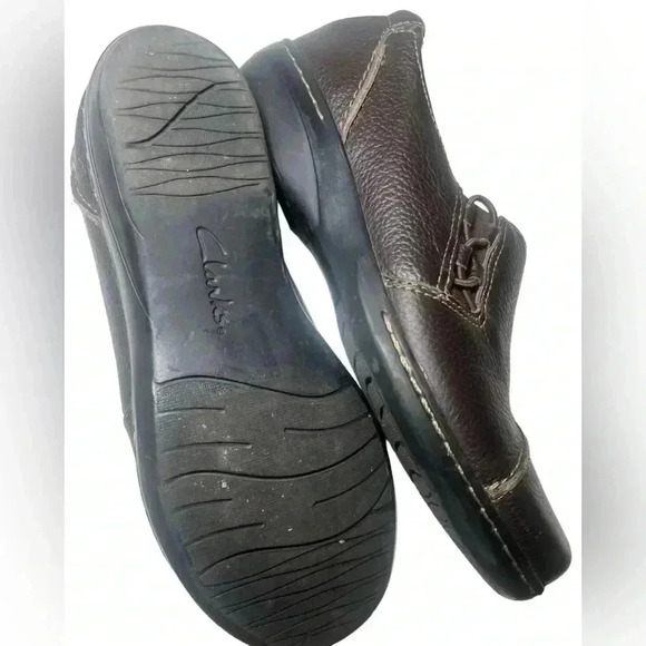 𝅺CLARKS Collection Soft Cushion brown Leather Slip On Shoes Women’s US 9M - Picture 5 of 6